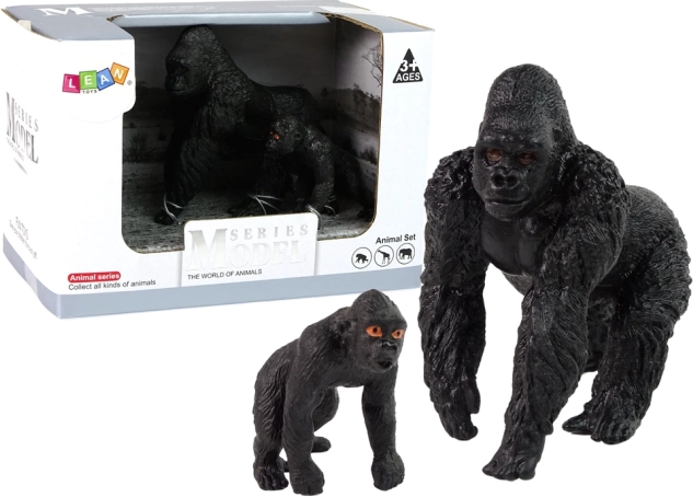 Set van 2 gorillafiguren – gorilla met jong, serie Dieren van de Wereld