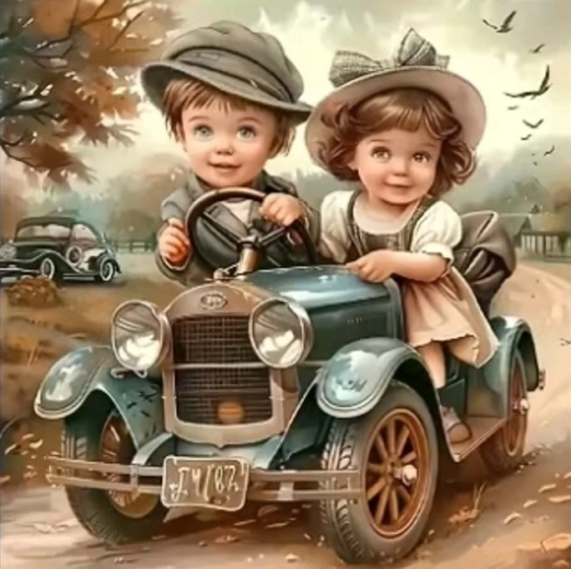Norimpex schilderen op nummer Kinderen in de auto 40 × 50 cm