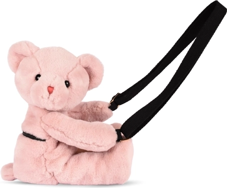 Doudou pluchen schoudertas teddybeer roze 30 cm