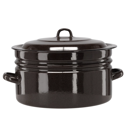 Geëmailleerde pan 25 l, diameter 40 cm, bruin met deksel