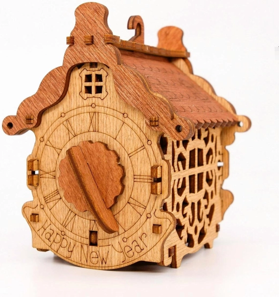 Houten puzzel cadeauverpakking gelukkig nieuwjaar