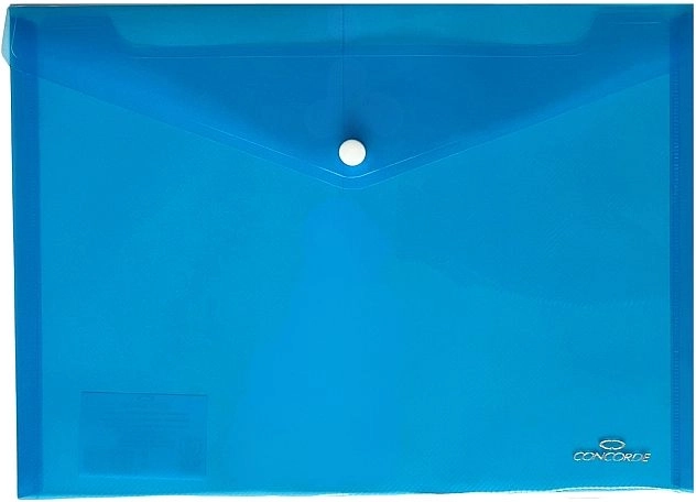 Documentenmap CONCORDE met drukknoop A4 – transparant blauw