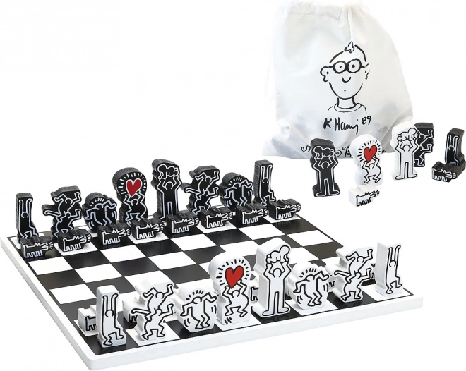 Houten schaakspel VILAC – design KEITH HARING