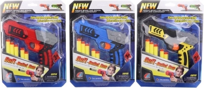 Plastic pistool voor schuimkogels met zuignappen