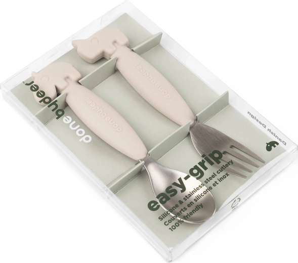 Done by Deer set kinderlepels en -vorken Easy-grip Deer friends zand