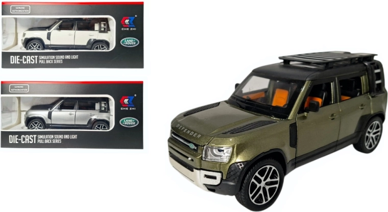 Metalen model Land Rover Defender 1:24 met licht en geluid