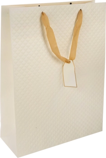 Cadeaupapieren tas quilt beige 30 × 12 × 41,5 cm
