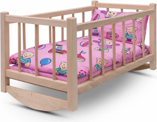 Houten wieg voor poppen met beddengoed BABY MIX Bears