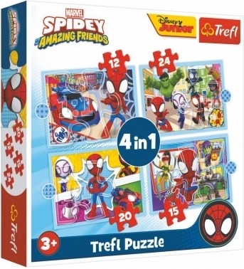 Puzzel 4-in-1 Spidey en zijn geweldige vrienden (12, 15, 20, 24 stukjes)
