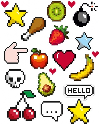 Pixels-stickers grote vel
