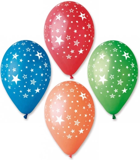 Gemar opblaasbare pastelballon met sterrenopdruk 30 cm - 1 stuk
