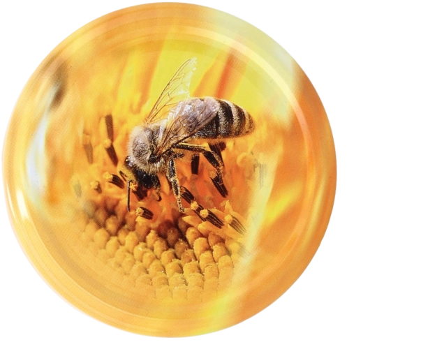 Metalen deksels voor potten 82 mm met bijenmotief, set van 10 stuks