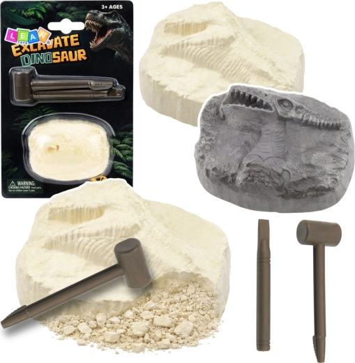 Archeologieset – dinosaurus opgraven in steen met gereedschap