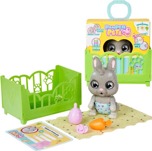 Pamper Petz interactief konijntje met drinkflesje, luier en accessoires