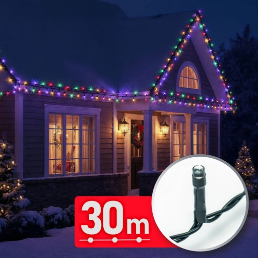 Gekleurde LED-lichtslinger 30 m, 600 LED's