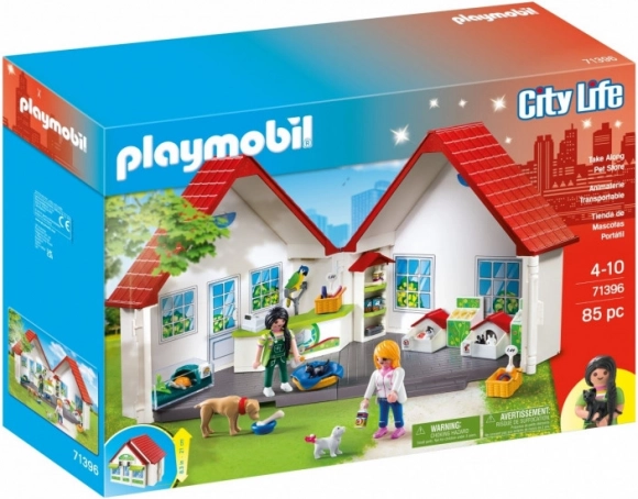 Set figuren City Life draagbare dierenwinkel