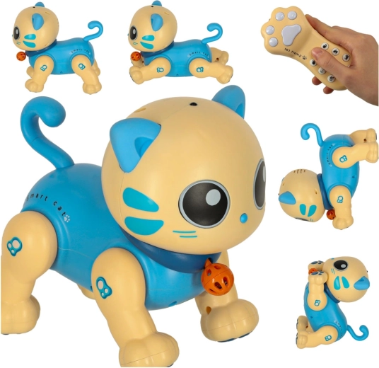 Interactieve robotkat met afstandsbediening, blauw