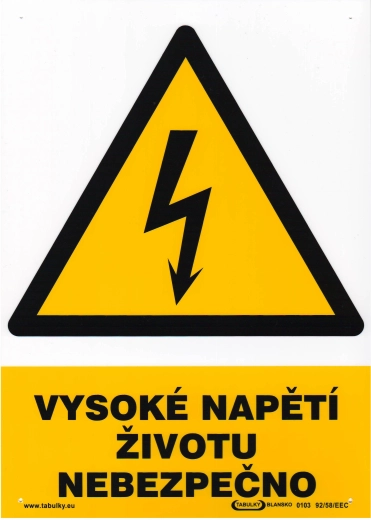 Veiligheidsbord Hoge spanning – levensgevaar A4 plastic