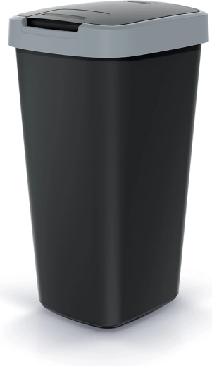 Prullenbak Compacta Q Flap 25 l zwart met lichtgrijze deksel