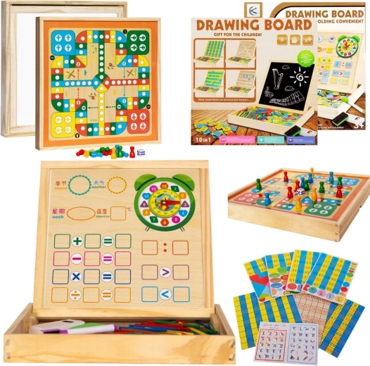 Houten multifunctioneel educatief bord 2-in-1 - 1 stuk