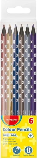 KEYROAD Metallic driekantige kleurpotloden 6 kleuren
