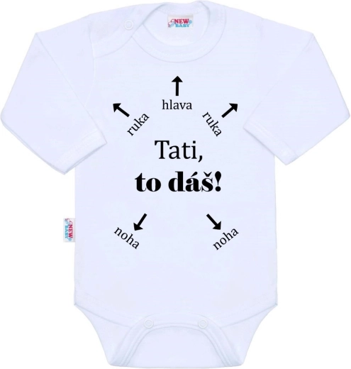 Katoenen romper met print New Baby Papa, jij kunt het! lange mouw