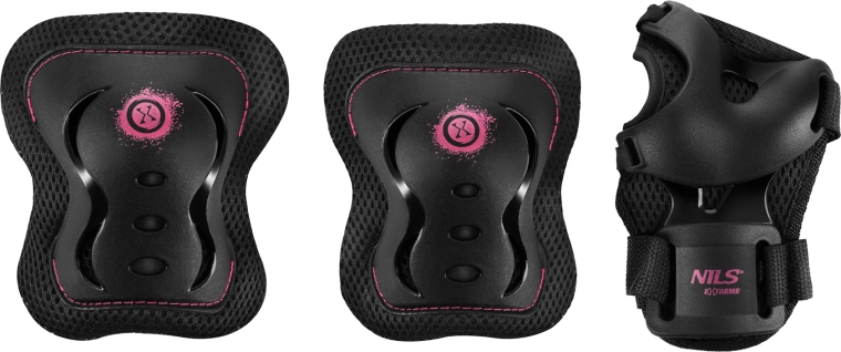 Set beschermers voor skates en step NILS Extreme H320 Fly roze – XL