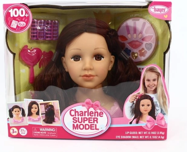 Bayer Charlene Super Model stylinghoofd brunet met accessoires