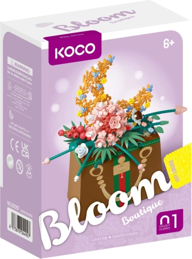 Bouwset mini KOCO bloem in handtas, plastic, 245 stukjes