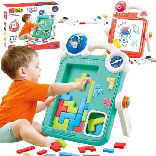 Woopie dubbelzijdig tekenbord 2-in-1 met Tetris-spel