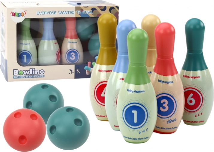 Arcadespel Bowling set 6 stuks kleurrijk