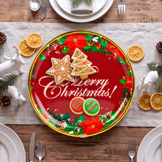 Kerstmis kunststof bord Merry Christmas, 22 cm