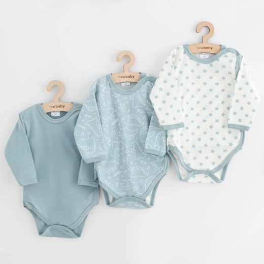 babyromper met drukknoopjes NEW BABY Classic II, set van 3 stuks, mint, 62 (3–6 maanden)