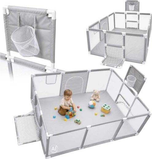 Kinderbox met basketbalring en voetbaldoel 230 × 118 × 102 cm