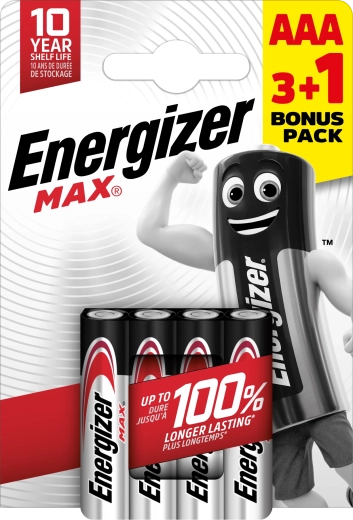 Energizer Max AAA alkaline batterijen 4 stuks (3+1 gratis)