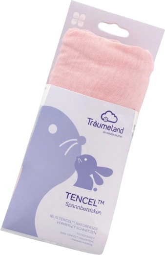 Träumeland hoeslaken Tencel 40 × 90 cm malve-rose