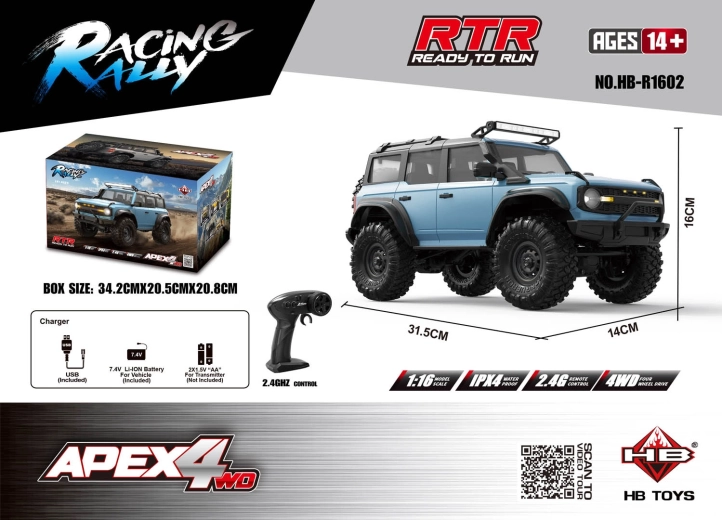Terreinwagen met afstandsbediening APEX 4 1:16 blauw