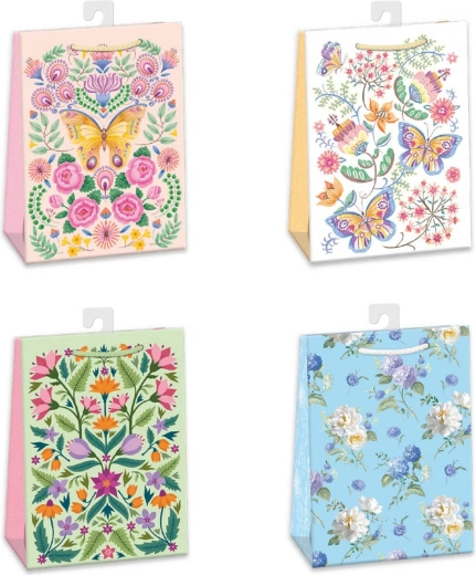 Cadeautas met bloemen- en vlindermotief 23 × 32 cm - 1 stuk
