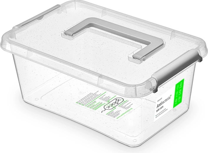 Antibacteriële opbergbox met deksel en handgreep 4,5 l