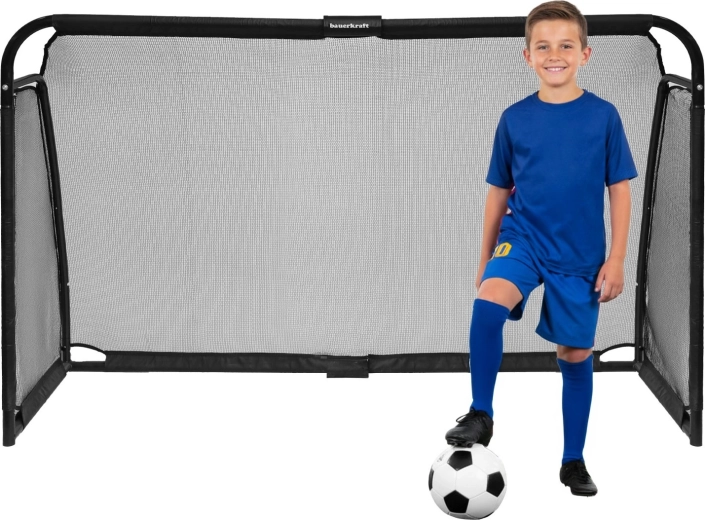 Stalen voetbaldoel Bauerkraft met trainingsnet 180 × 120 × 60 cm, zwart