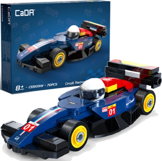 CaDA bouwset raceauto Circuit Racing Car donkerblauw 70 onderdelen