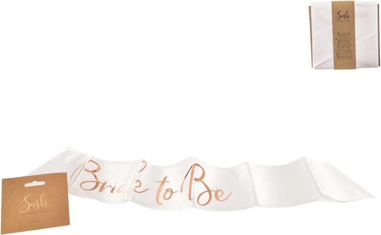 Satijnen sjerp Bride To Be wit-goud