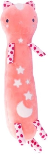 Knuffelige pluchen kater Momomi die in het donker licht 60 cm – donkerroze