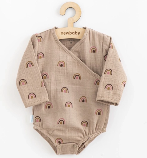 Baby mousseline body met zijknoopsluiting NEW BABY Rainbow, maat 80 (9–12 maanden)