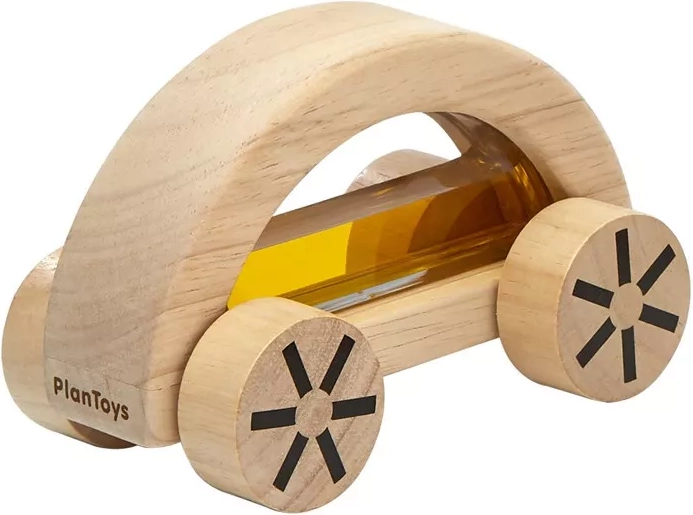 PlanToys houten autootje met water geel - 1 stuk