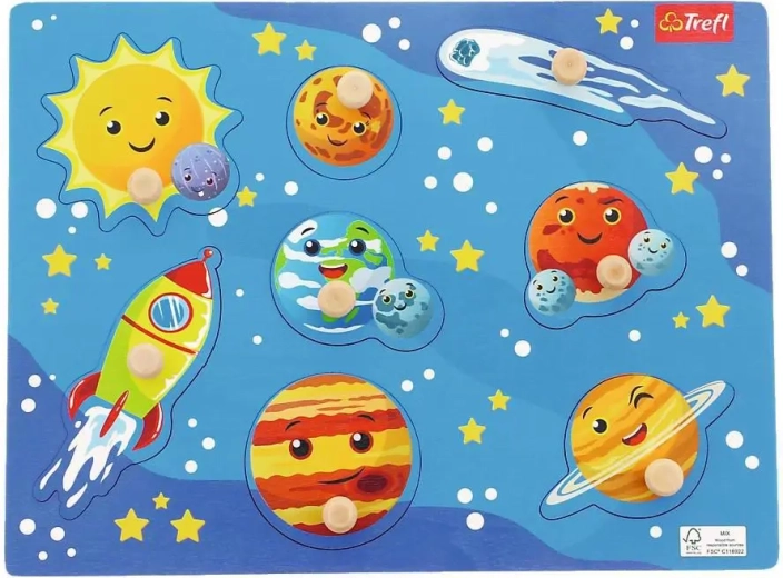 Houten inlegpuzzel Kosmos, 8 stukjes