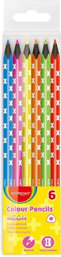 Keyroad Neon driekantige kleurpotloden 6 stuks