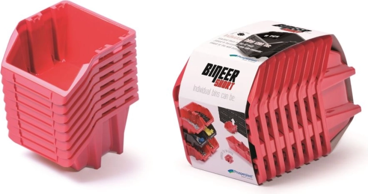 Set van 8 opbergboxen Bineer Short, 206 × 118 × 144 mm, rood