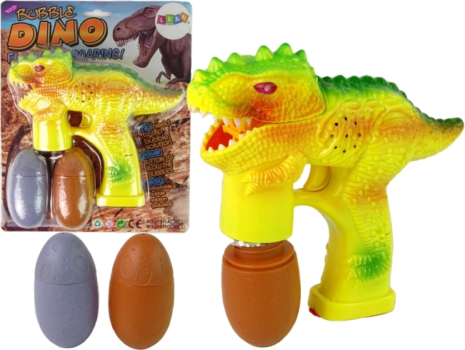 Bellenblazer dinosaurus met eivullingen – geel