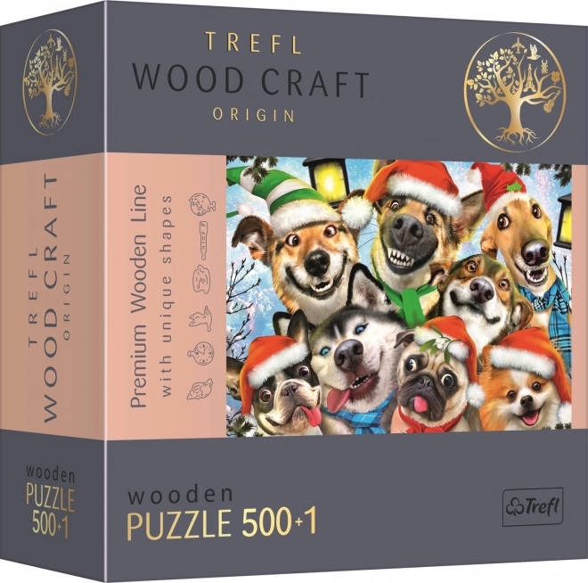 Houten puzzel Kerst honden 501 stukjes